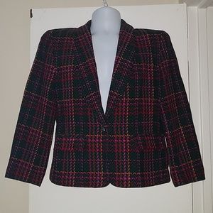 Pendleton Plaid Virgin Wool Lined 1 Button Blazer
